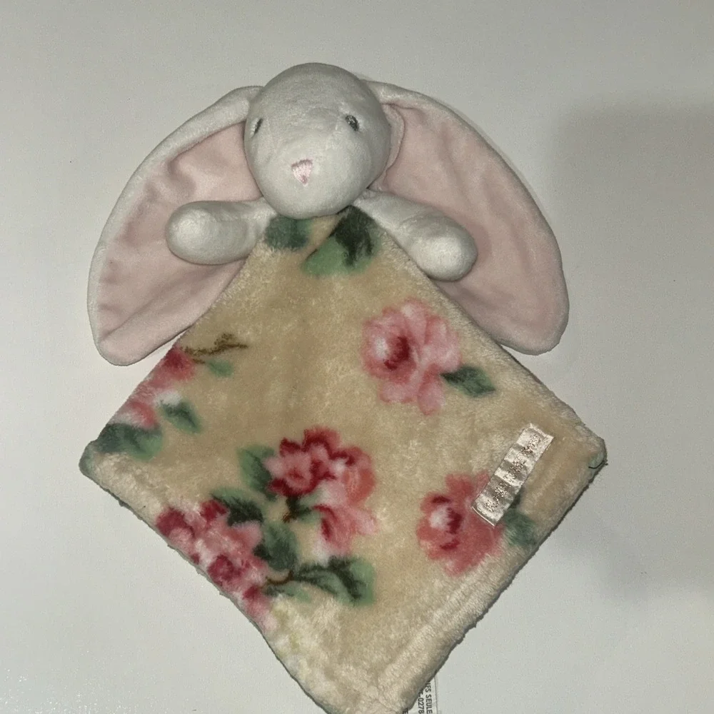 Blankets‎ & Beyond Bunny Lovey Floral Beige Pink Baby Security Blanket